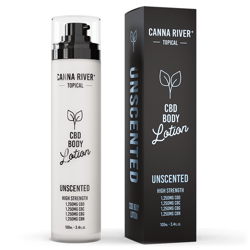 Canna River CBD Body Lotion Unscented Broad Spectrum 1250mg CBD + 1250mg CBC + 1250mg CBN + 1250mg CBG 3.4oz