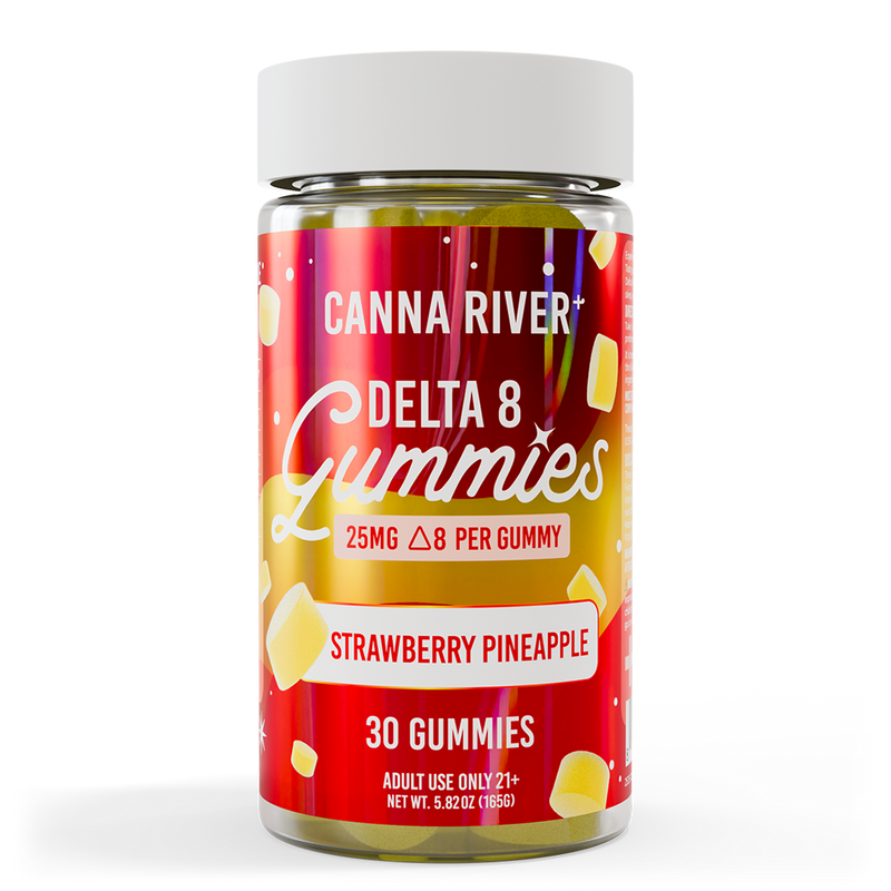 Canna River D8 Gummies Strawberry Pineapple 25mg D8 THC 30 count