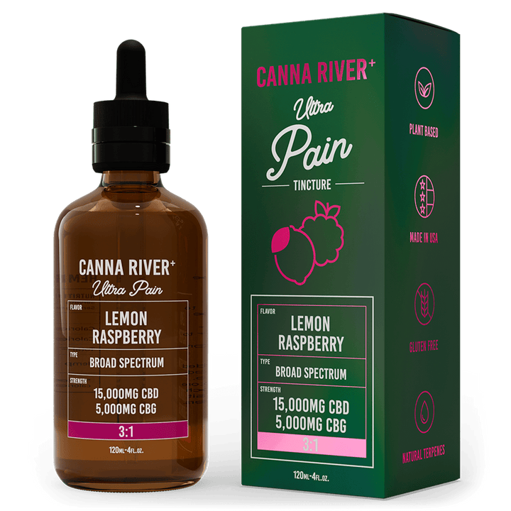 CBD Ultra Pain Tincture Tincture Canna River Broad Spectrum (THC Free) Lemon Raspberry 15000mg CBD + 5000mg CBG / 120mL