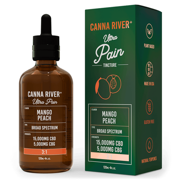 CBD Ultra Pain Tincture Tincture Canna River Broad Spectrum (THC Free) Mango Peach 15000mg CBD + 5000mg CBG / 120mL