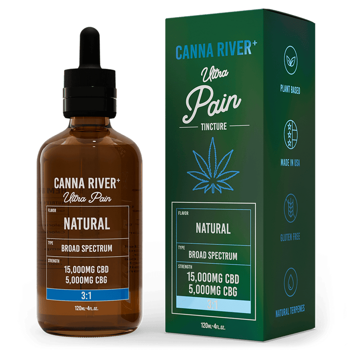 CBD Ultra Pain Tincture Tincture Canna River Broad Spectrum (THC Free) Natural 15000mg CBD + 5000mg CBG / 120mL