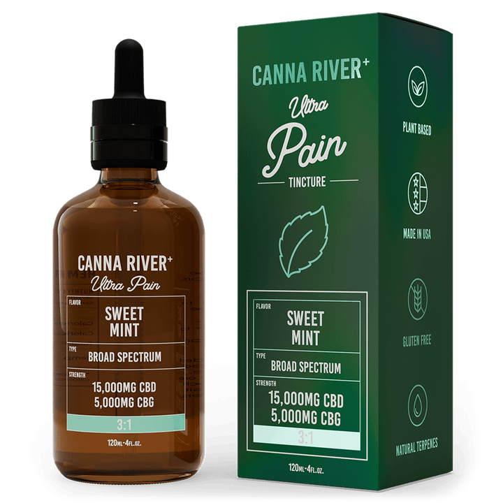 CBD Ultra Pain Tincture Tincture Canna River Broad Spectrum (THC Free) Sweet Mint 15000mg CBD + 5000mg CBG / 120mL