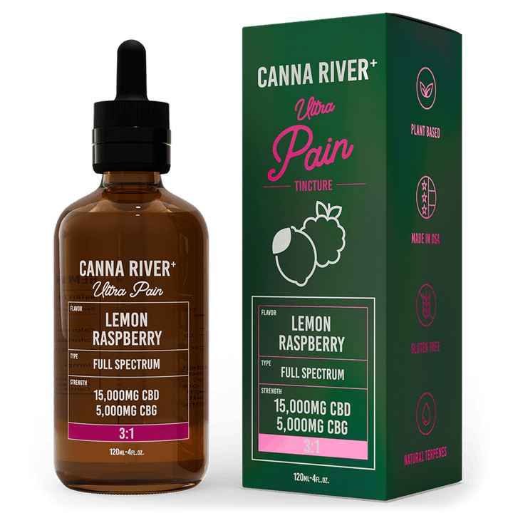 CBD Ultra Pain Tincture Tincture Canna River Full Spectrum (Contains THC) Lemon Raspberry 15000mg CBD + 5000mg CBG / 120mL