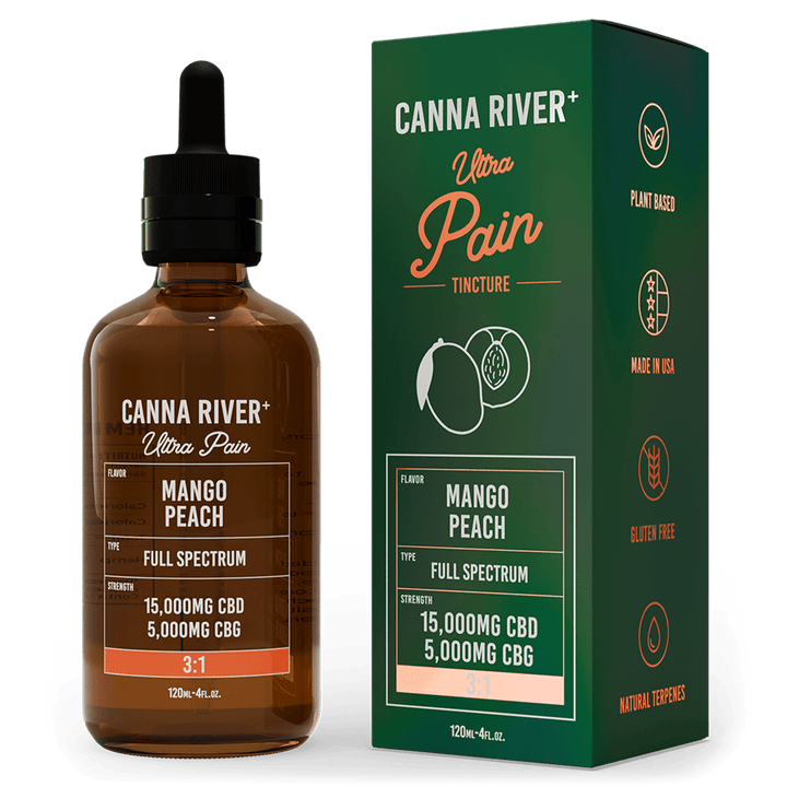 CBD Ultra Pain Tincture Tincture Canna River Full Spectrum (Contains THC) Mango Peach 15000mg CBD + 5000mg CBG / 120mL