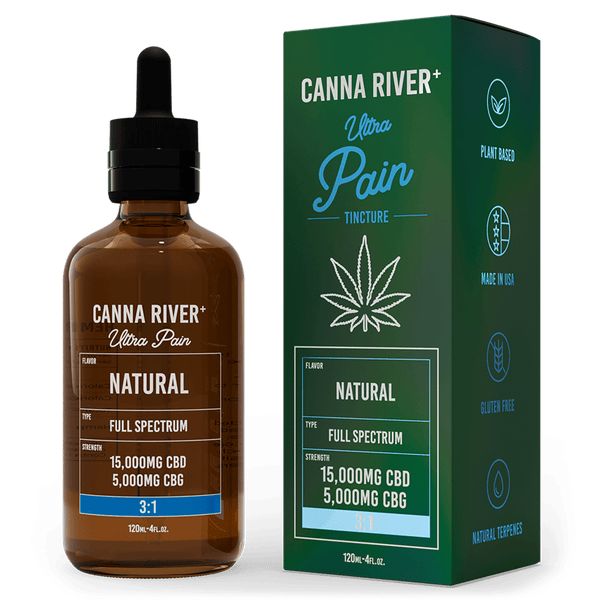 CBD Ultra Pain Tincture Tincture Canna River Full Spectrum (Contains THC) Natural 15000mg CBD + 5000mg CBG / 120mL