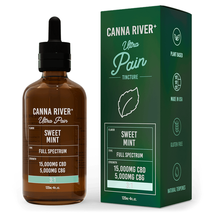 CBD Ultra Pain Tincture Tincture Canna River Full Spectrum (Contains THC) Sweet Mint 15000mg CBD + 5000mg CBG / 120mL