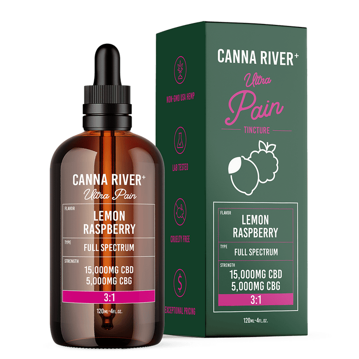 CBD Ultra Pain Tincture Tincture Canna River Full Spectrum (Contains THC) Lemon Raspberry 15000mg CBD + 5000mg CBG / 120mL