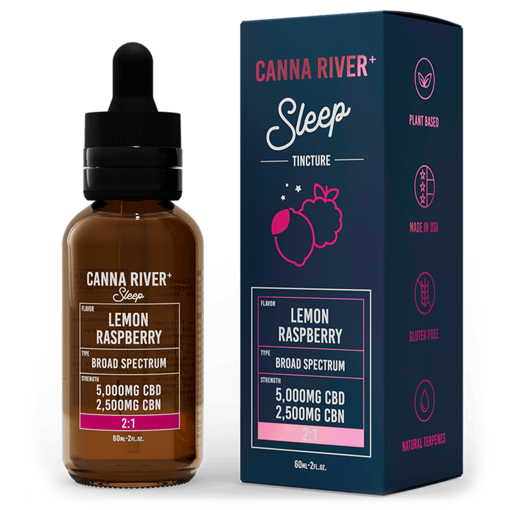 CBD Sleep Tincture Tincture Canna River Broad Spectrum (THC Free) Lemon Raspberry 5000mg CBD + 2500mg CBN / 60mL