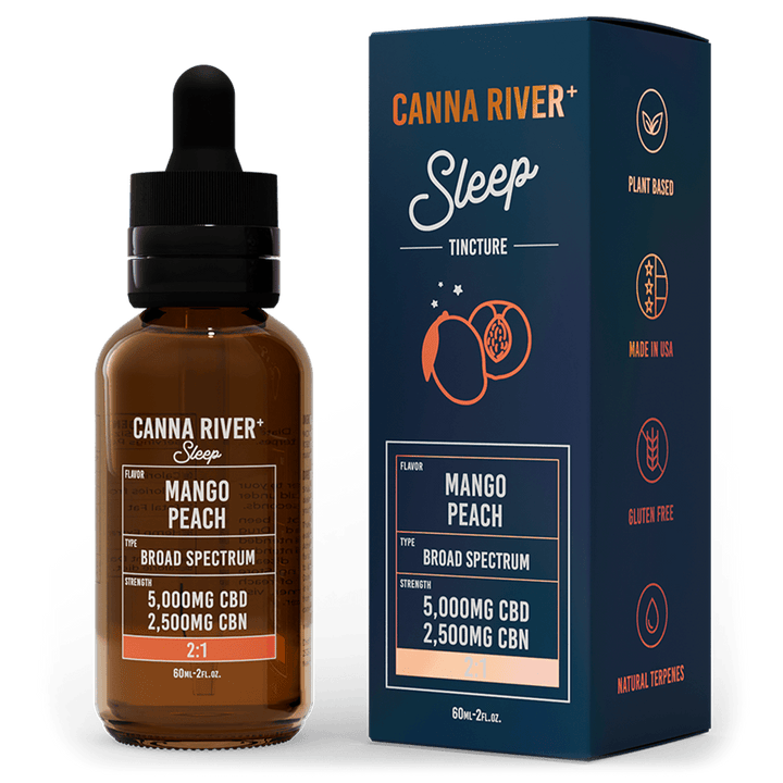 CBD Sleep Tincture Tincture Canna River Broad Spectrum (THC Free) Mango Peach 5000mg CBD + 2500mg CBN / 60mL