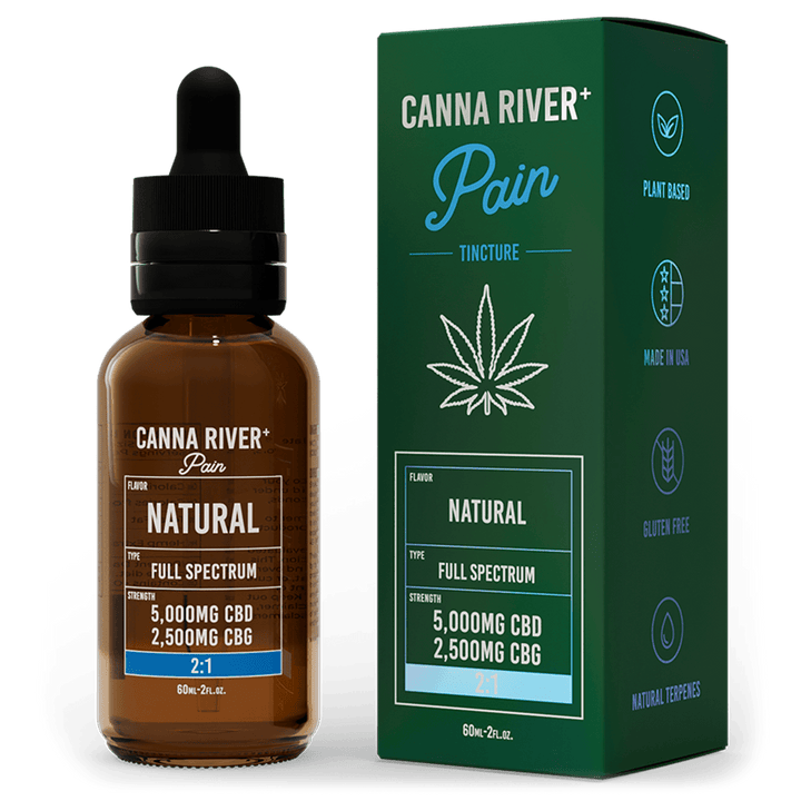 CBD Pain Tincture Tincture Canna River Full Spectrum (Contains THC) Natural 5000mg CBD + 2500mg CBG / 60mL
