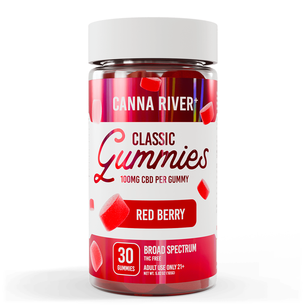 CBD Classic Gummies Gummy Canna River Broad Spectrum (THC Free) Red Berry 100mg CBD per Gummy / 30 Gummies