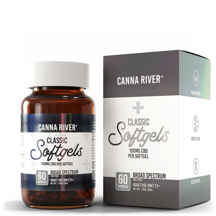 CBD Classic Softgels Softgel Canna River Broad Spectrum (THC Free) 100mg CBD per Softgel / 60 Softgels 0.5mL