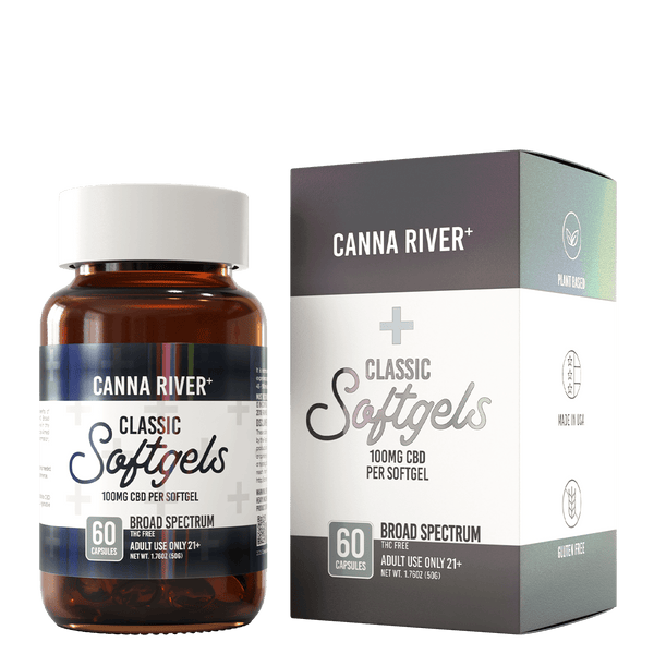 CBD Classic Softgels Softgel Canna River Broad Spectrum (THC Free) 100mg CBD per Softgel / 60 Softgels 0.5mL