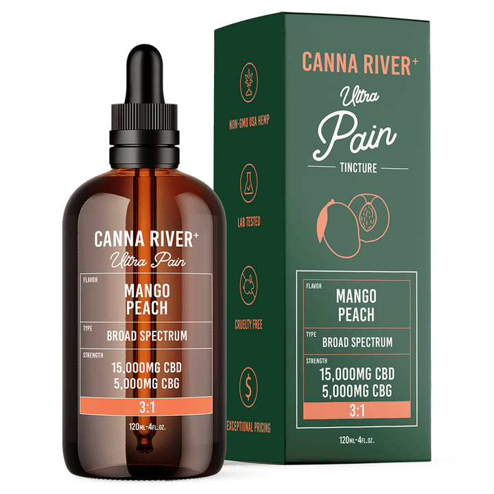 CBD Ultra Pain Tincture Tincture Canna River Broad Spectrum (THC Free) Mango Peach 15000mg CBD + 5000mg CBG / 120mL