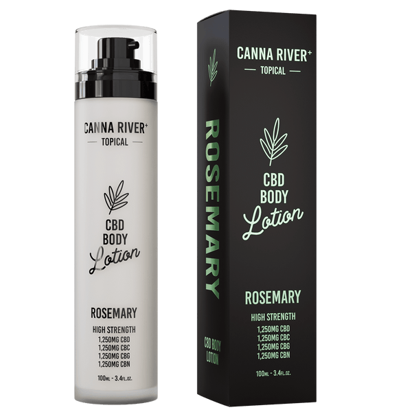 CBD Body Lotion Topical Canna River Broad Spectrum (THC Free) Rosemary 1250mg CBD + 1250mg CBC + 1250mg CBN + 1250mg CBG / 3.4oz