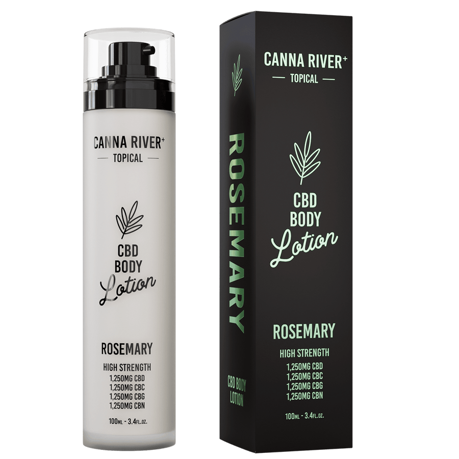 CBD Body Lotion Topical Canna River Broad Spectrum (THC Free) Rosemary 1250mg CBD + 1250mg CBC + 1250mg CBN + 1250mg CBG / 3.4oz