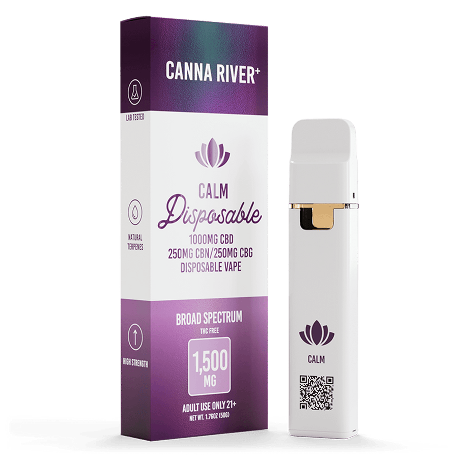 CBD Calm Disposable Vape Canna River Broad Spectrum (THC Free) 2 Gram / 1 Unit 