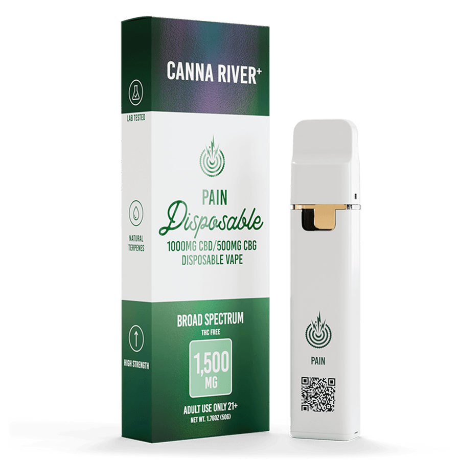 CBD Pain Disposable Vape Canna River Broad Spectrum (THC Free) 2 Gram / 1 Unit 