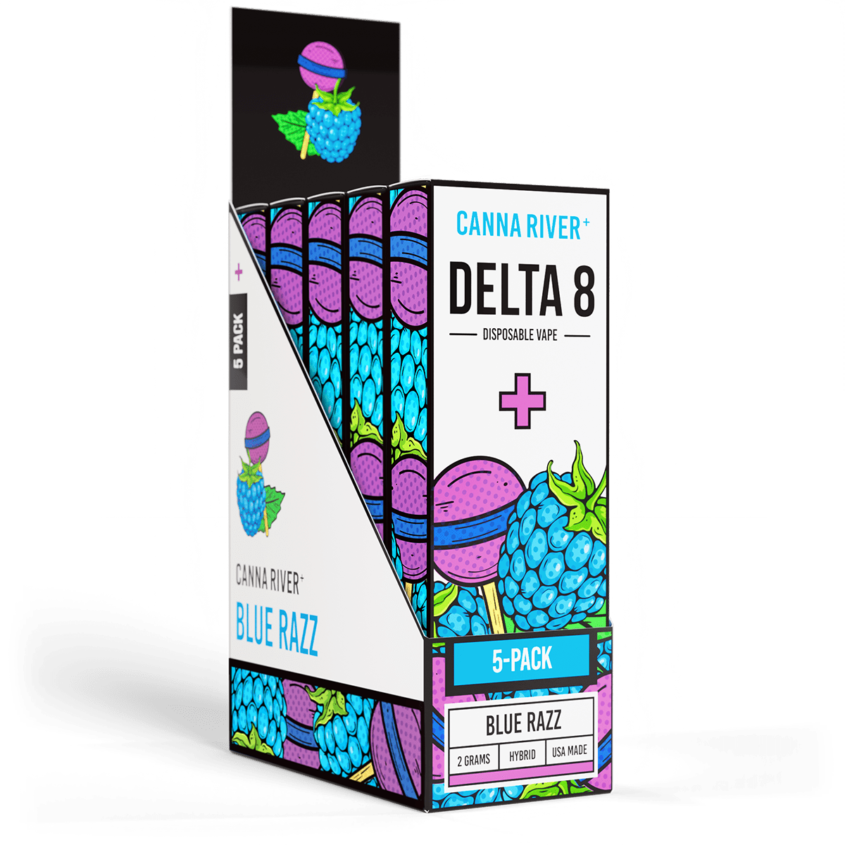 D8 Disposable Vape Canna River Delta 8 THC Blue Razz 2 Gram / 5 Units