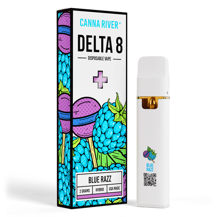 D8 Disposable Vape Canna River Delta 8 THC Blue Razz 2 Grams / 1 Unit