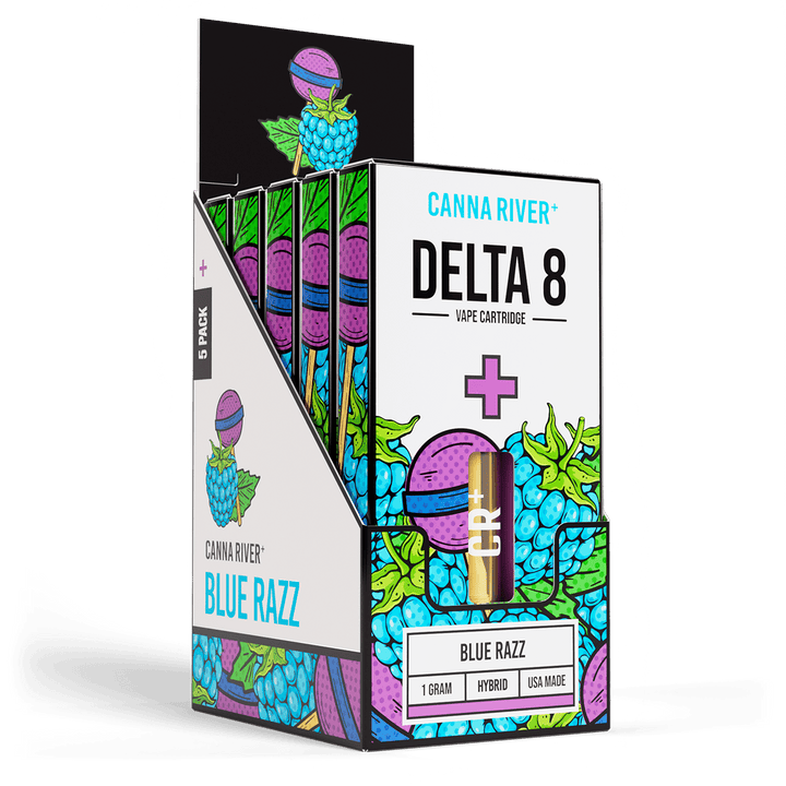 D8 Cartridge Vape Canna River Delta 8 THC Blue Razz 1 Gram / 5 Units