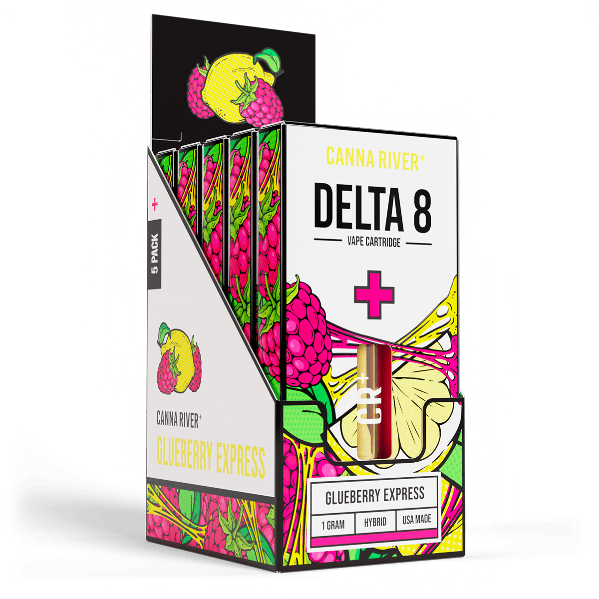 D8 Cartridge Vape Canna River Delta 8 THC Glueberry Express 1 Gram / 5 Units