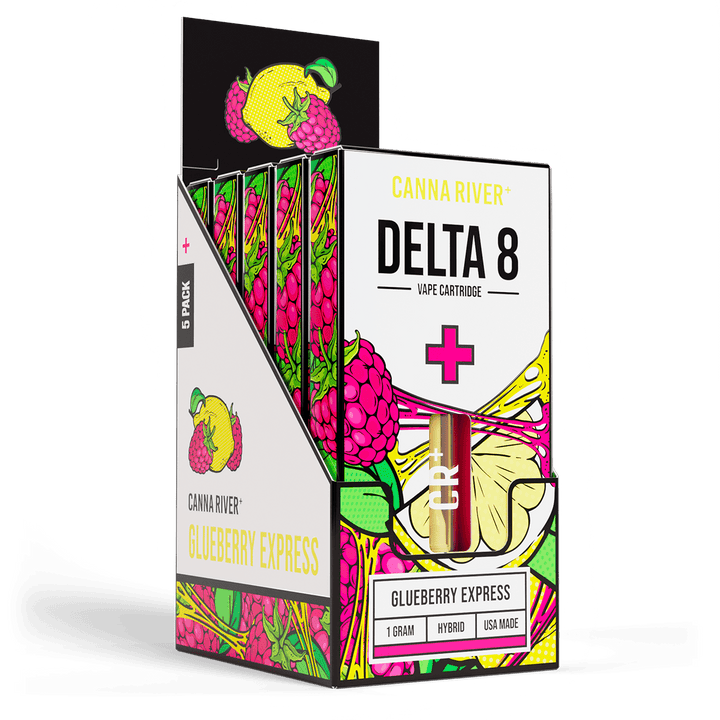 D8 Cartridge Vape Canna River Delta 8 THC Glueberry Express 1 Gram / 5 Units