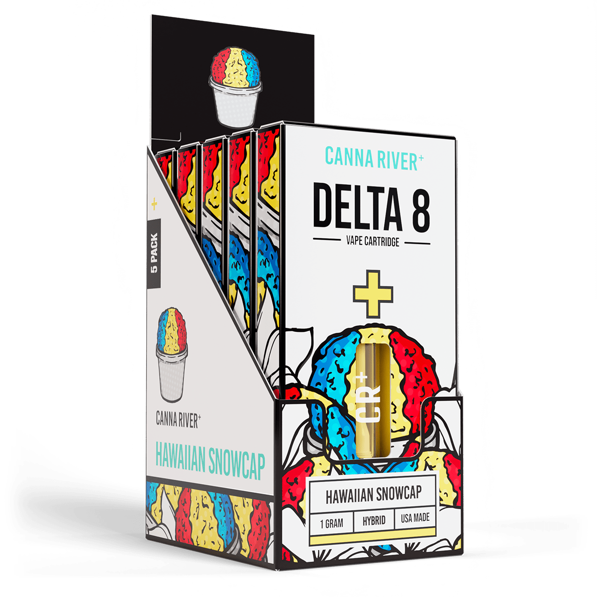 D8 Cartridge Vape Canna River Delta 8 THC Hawaiian Snowcap 1 Gram / 5 Units