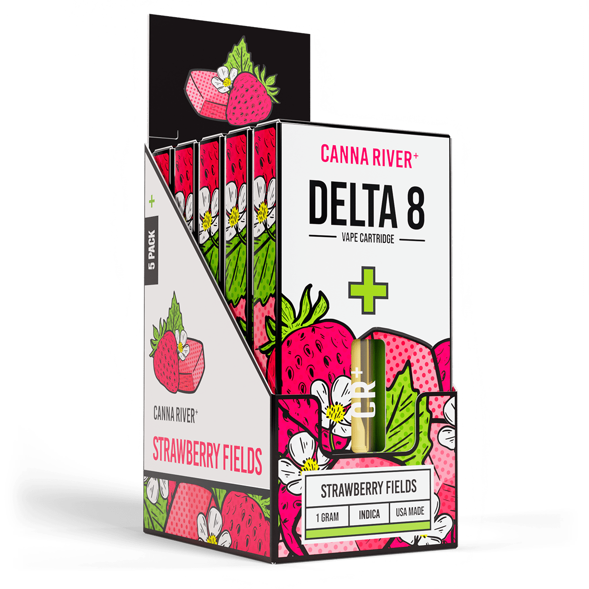 D8 Cartridge Vape Canna River Delta 8 THC Strawberry Fields 1 Gram / 5 Units