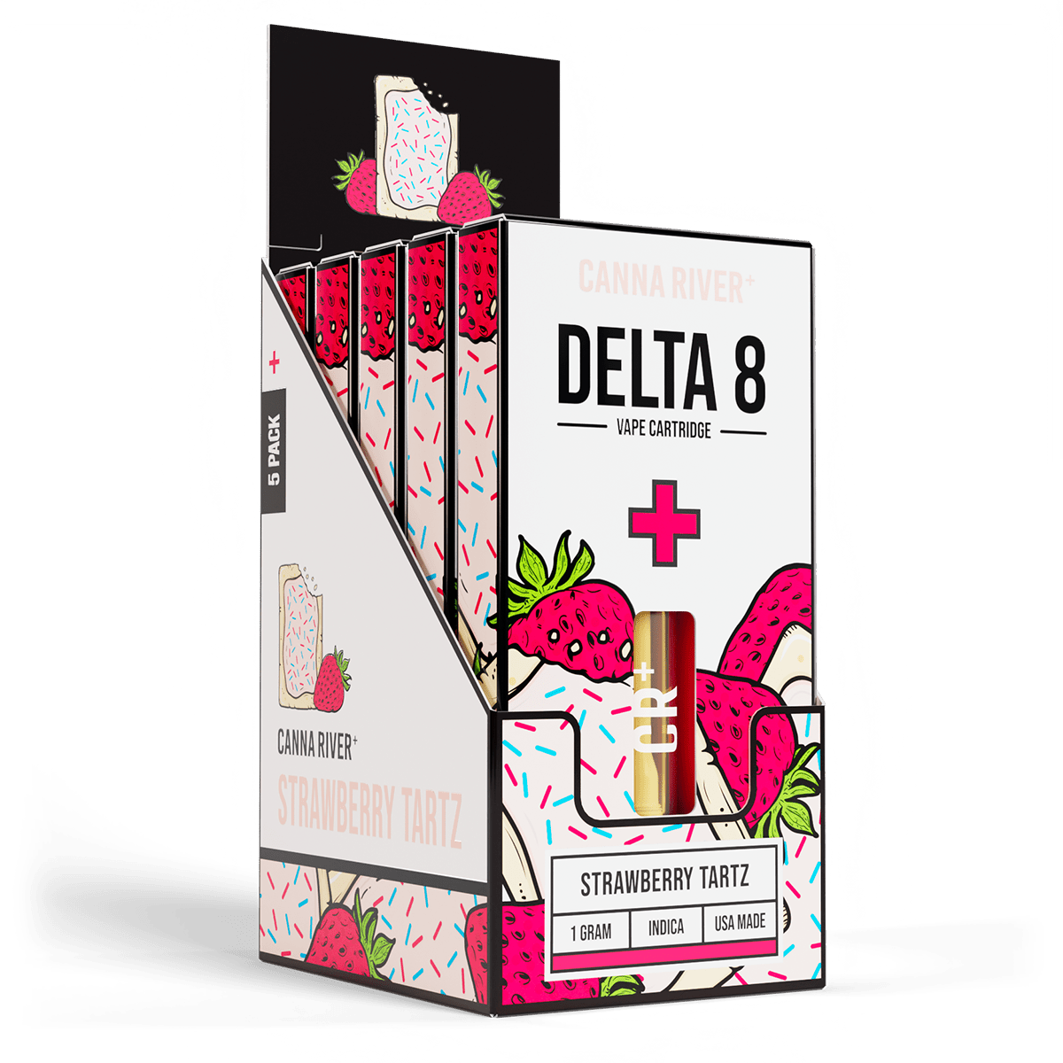 D8 Cartridge Vape Canna River Delta 8 THC Strawberry Tartz 1 Gram / 5 Units
