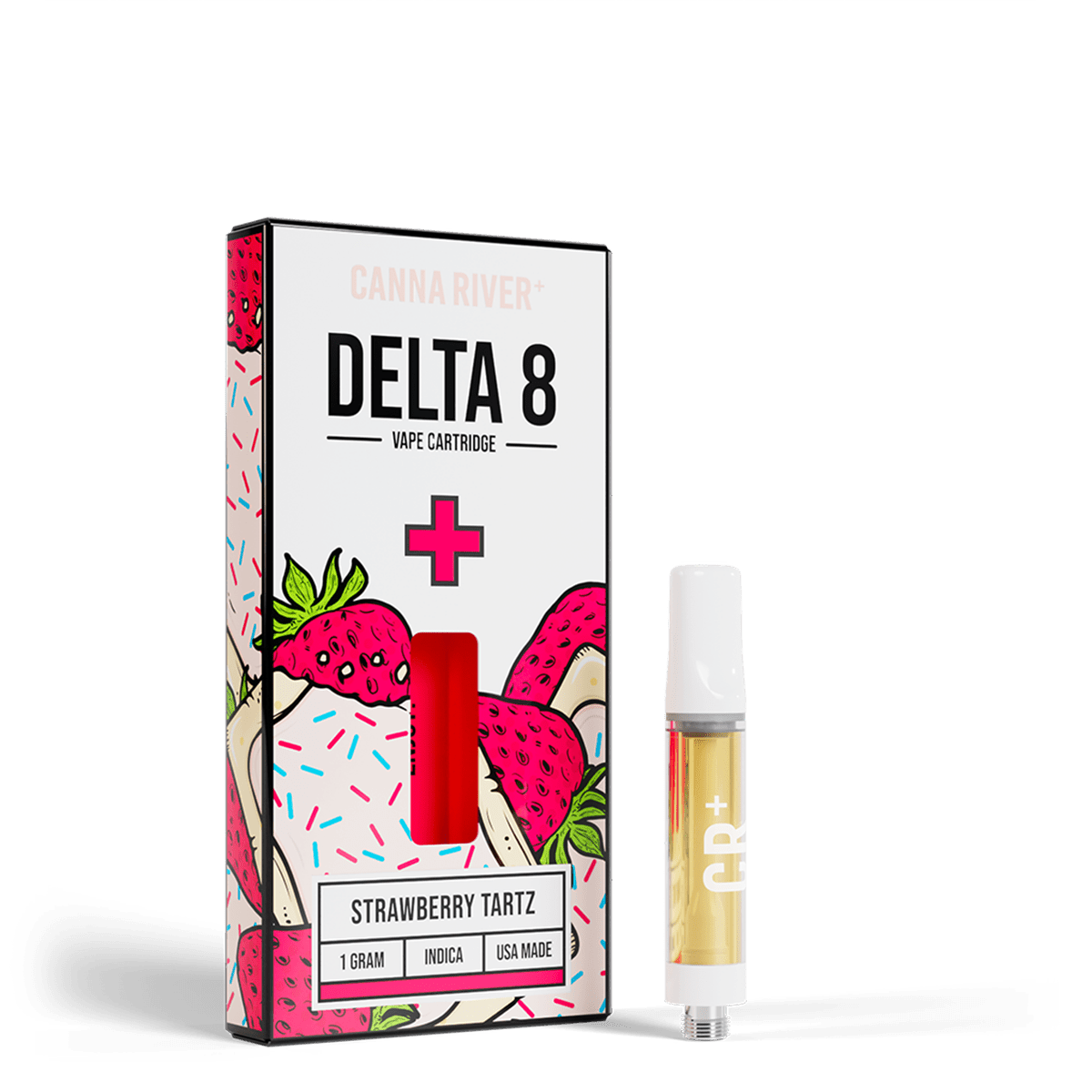 D8 Cartridge Vape Canna River Delta 8 THC Strawberry Tartz 1 Gram / 1 Unit
