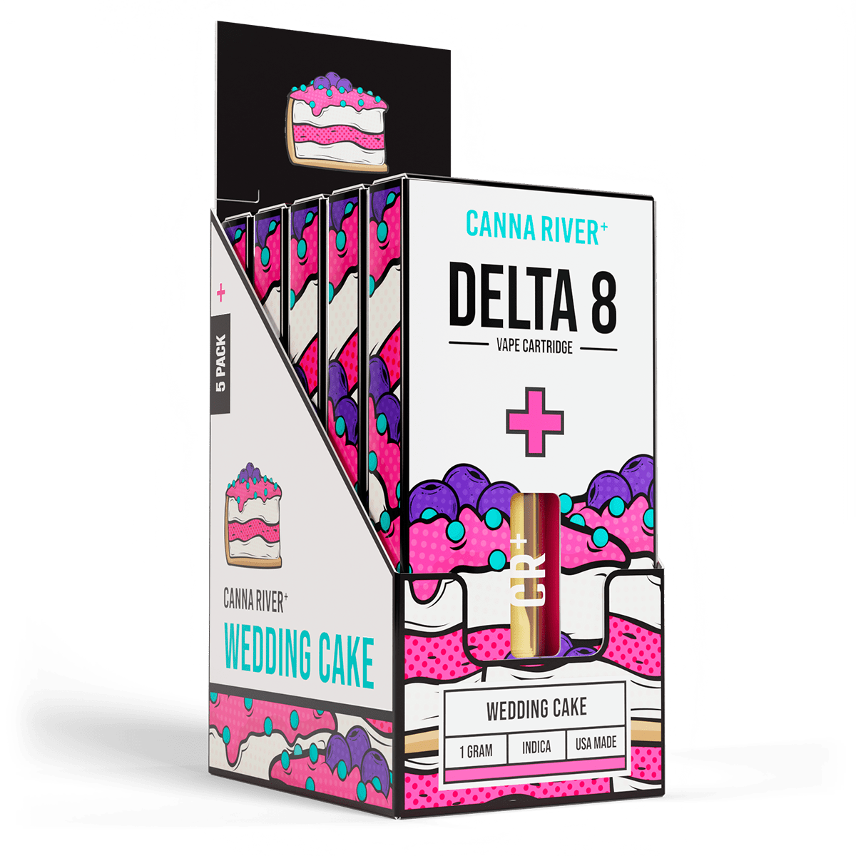 D8 Cartridge Vape Canna River Delta 8 THC Wedding Cake 1 Gram / 5 Units
