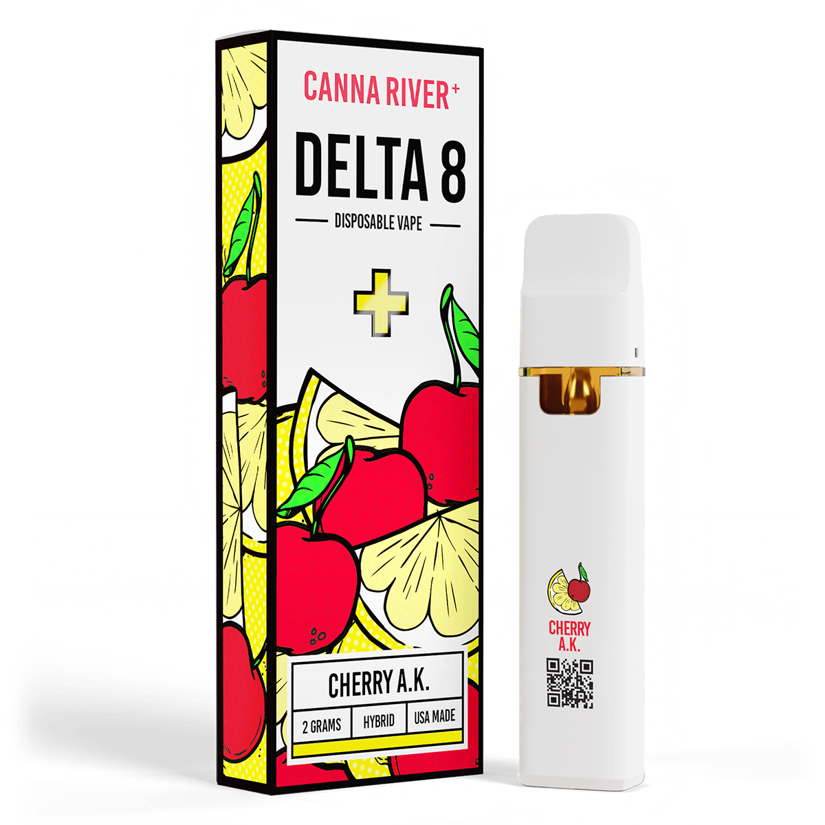D8 Disposable Vape Canna River Delta 8 THC Cherry AK 2 Grams / 1 Unit