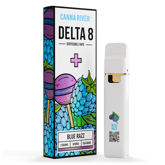 D8 Disposable Vape Canna River Delta 8 THC Blue Razz 2 Grams / 1 Unit
