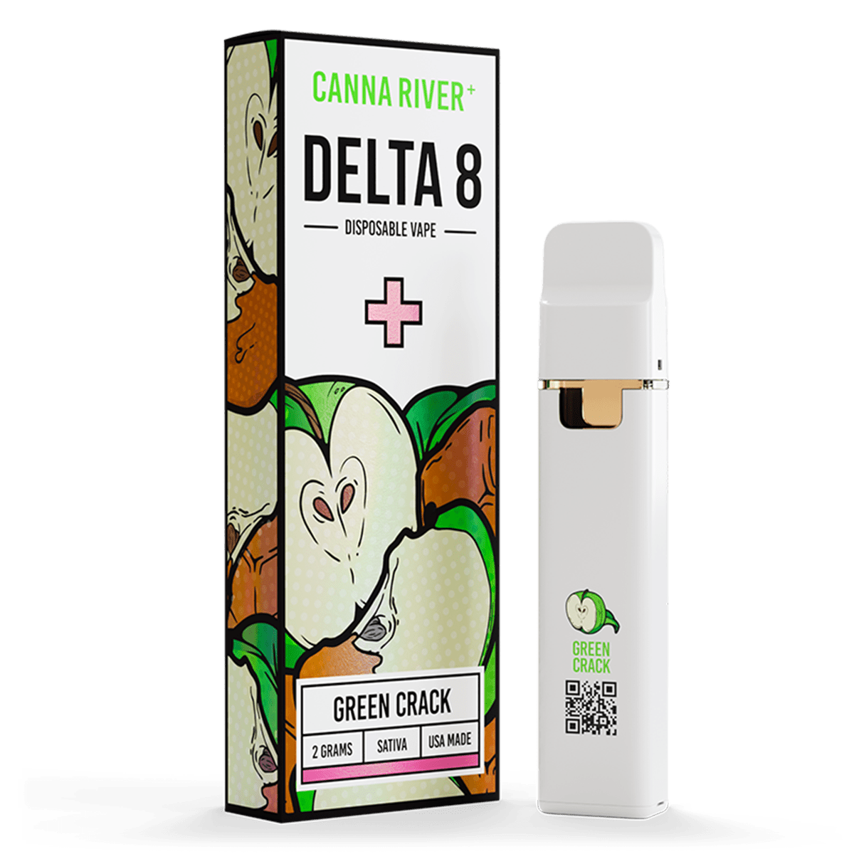 D8 Disposable Vape Canna River Delta 8 THC Green Crack 2 Grams / 1 Unit