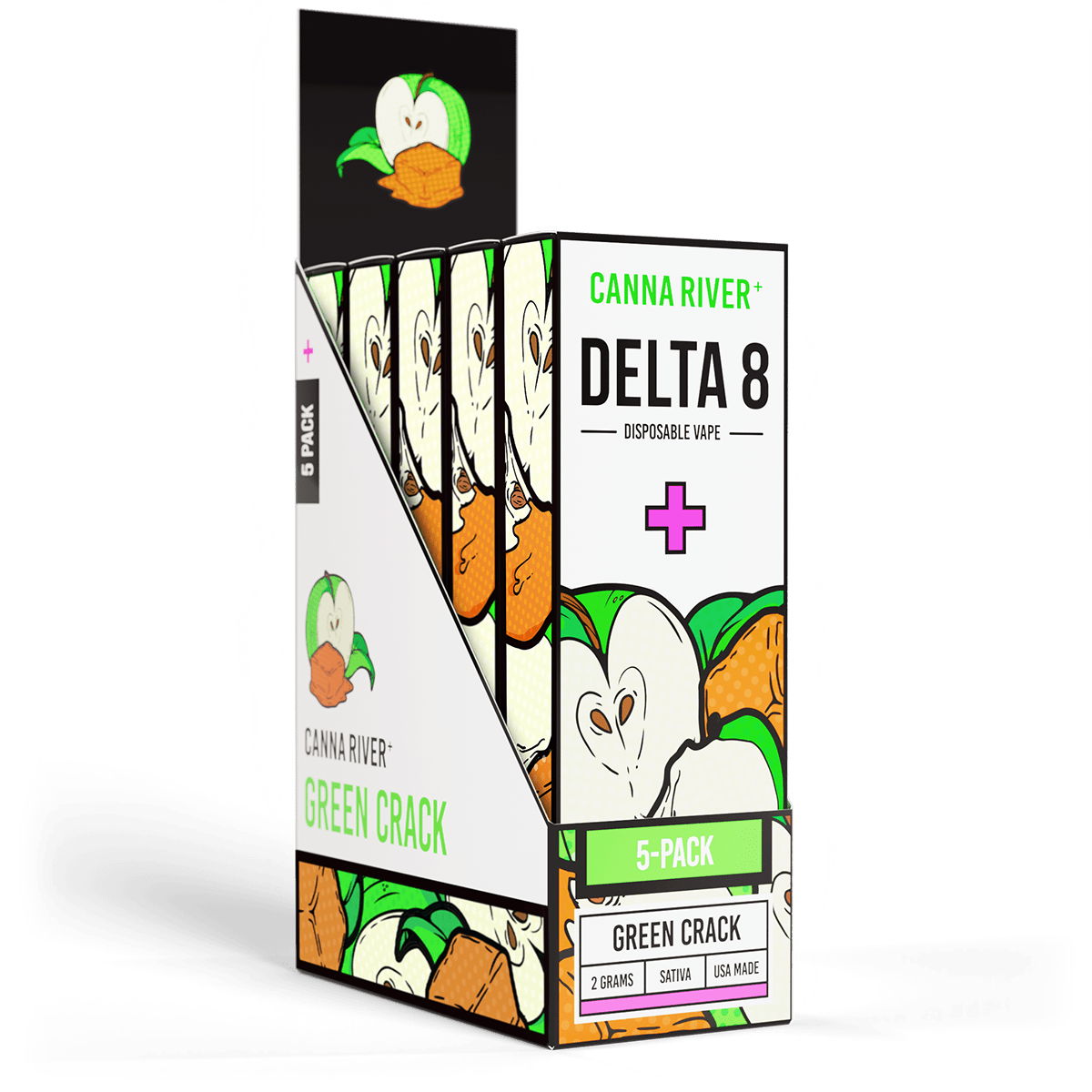 D8 Disposable Vape Canna River Delta 8 THC Green Crack 2 Gram / 5 Units