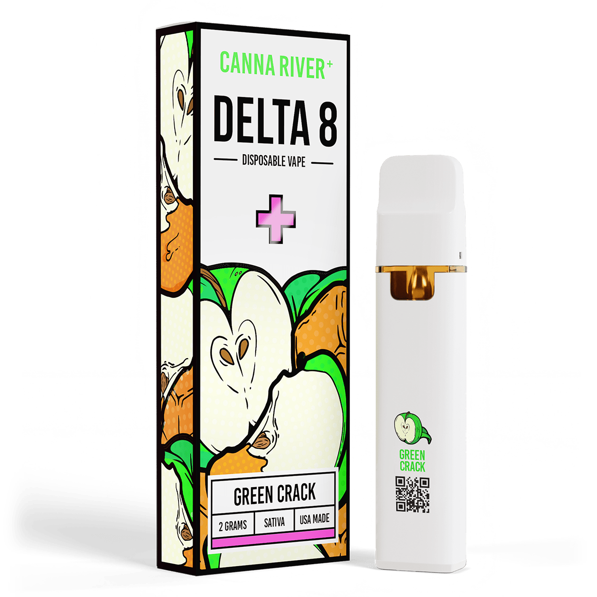D8 Disposable Vape Canna River Delta 8 THC Green Crack 2 Grams / 1 Unit