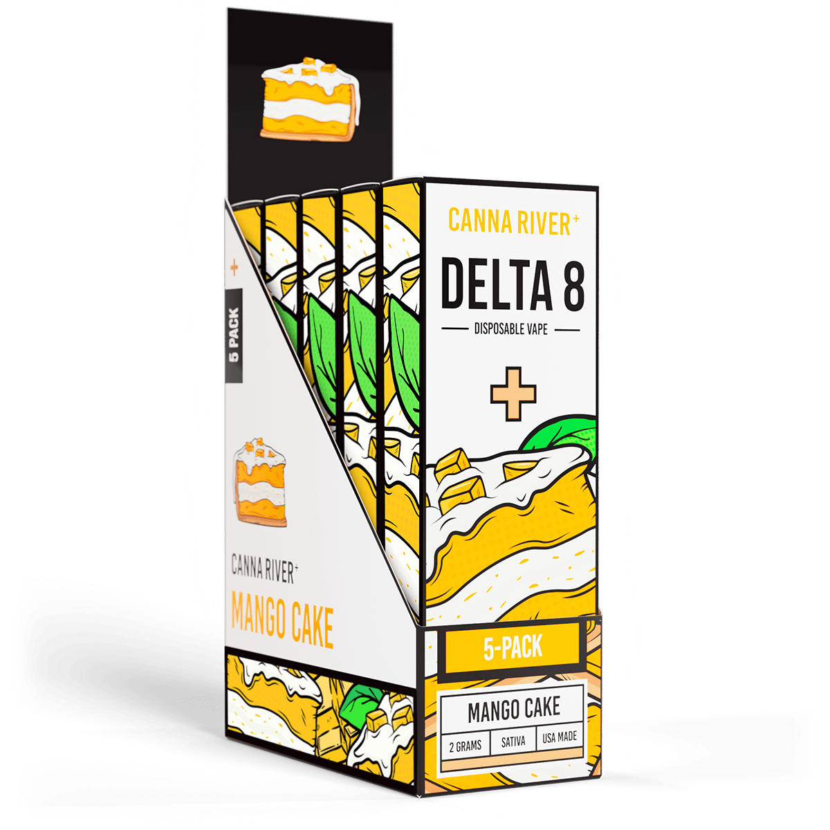 D8 Disposable Vape Canna River Delta 8 THC Mango Cake 2 Gram / 5 Units