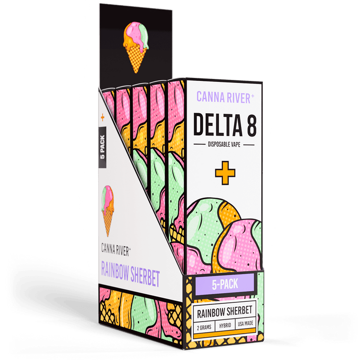 D8 Disposable Vape Canna River Delta 8 THC Rainbow Sherbet 2 Gram / 5 Units