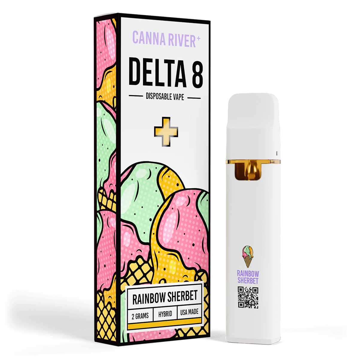 D8 Disposable Vape Canna River Delta 8 THC Rainbow Sherbet 2 Grams / 1 Unit