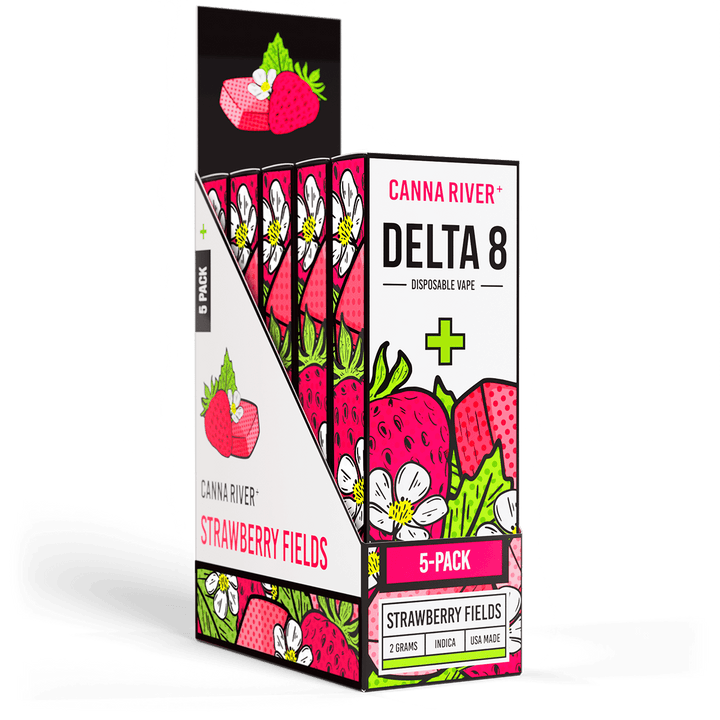 D8 Disposable Vape Canna River Delta 8 THC Strawberry Fields 2 Gram / 5 Units