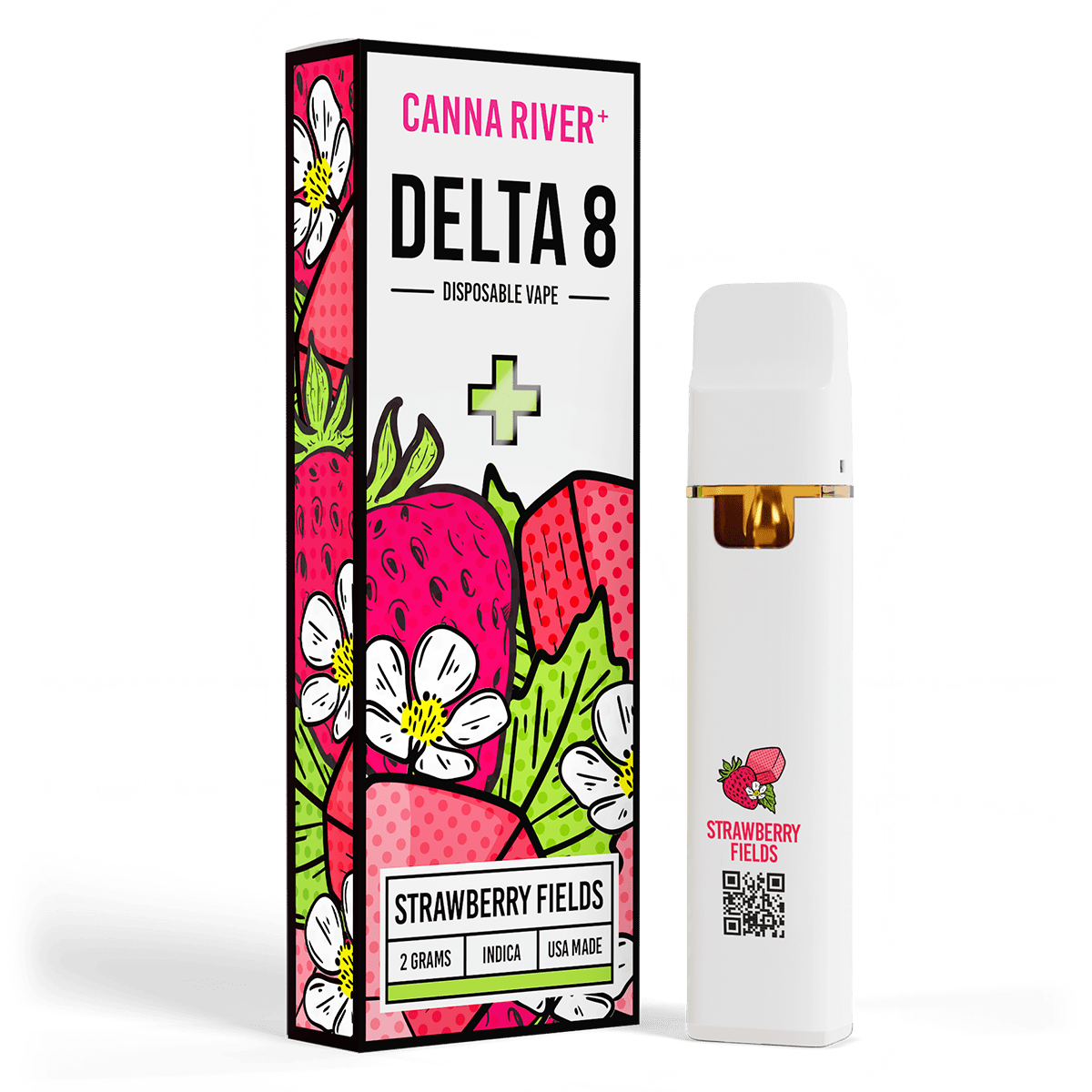 D8 Disposable Vape Canna River Delta 8 THC Strawberry Fields 2 Grams / 1 Unit
