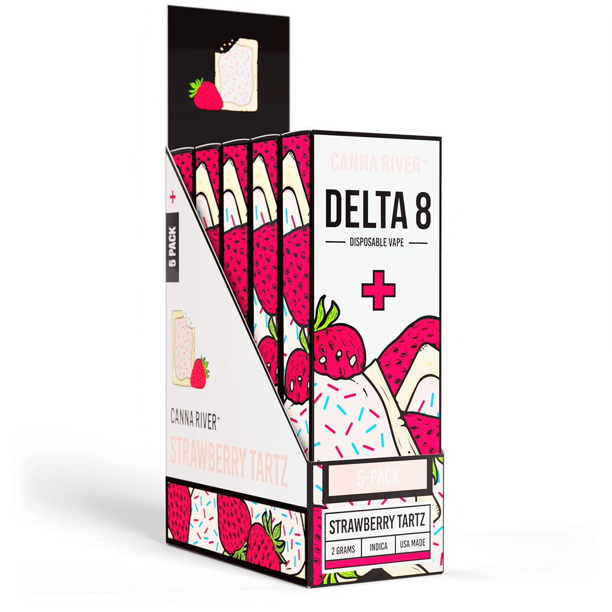 D8 Disposable Vape Canna River Delta 8 THC Strawberry Tartz 2 Gram / 5 Units