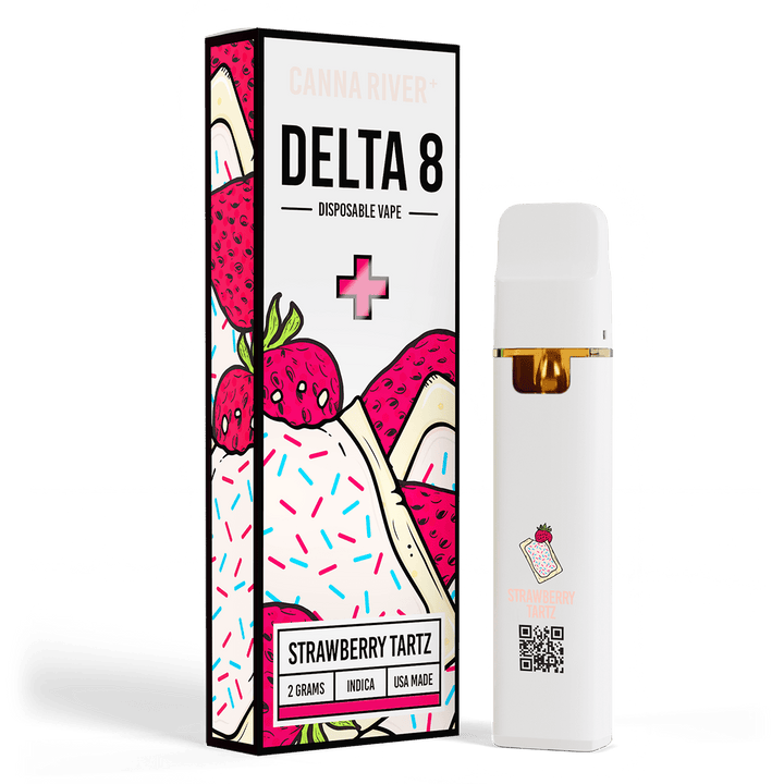 D8 Disposable Vape Canna River Delta 8 THC Strawberry Tartz 2 Grams / 1 Unit