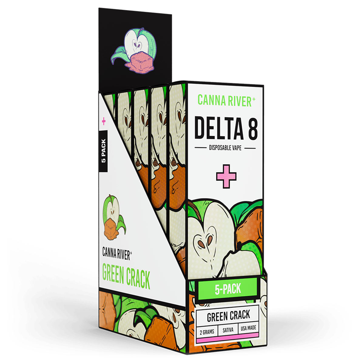 D8 Disposable Vape Canna River Delta 8 THC Green Crack 2 Gram / 5 Units
