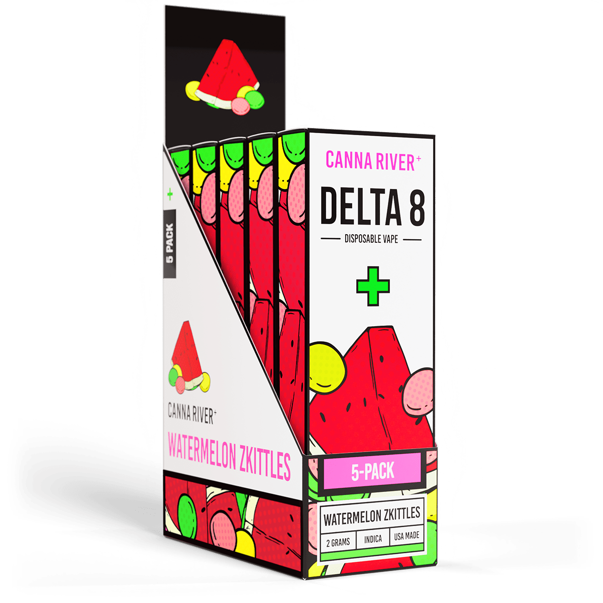 D8 Disposable Vape Canna River Delta 8 THC Watermelon Zkittles 2 Gram / 5 Units
