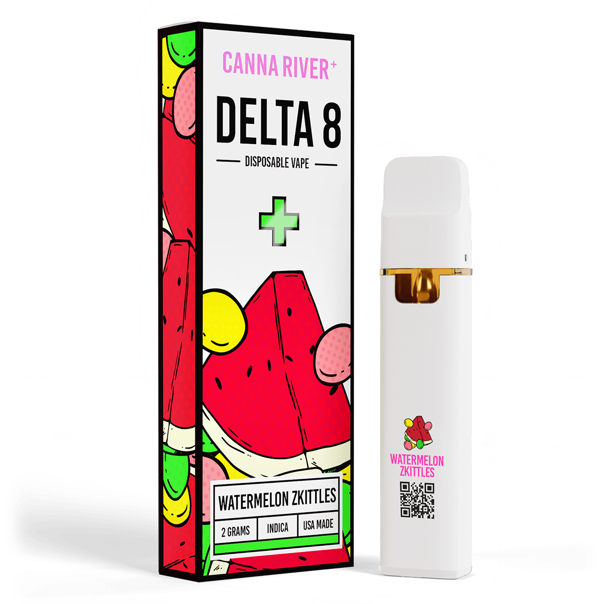 D8 Disposable Vape Canna River Delta 8 THC Watermelon Zkittles 2 Grams / 1 Unit