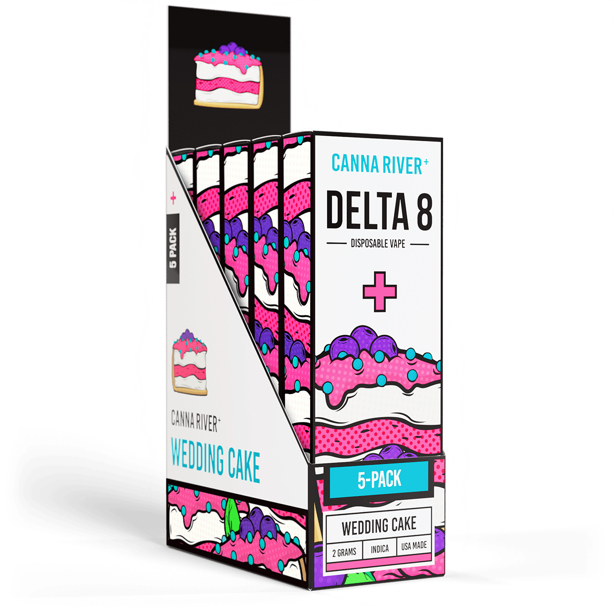 D8 Disposable Vape Canna River Delta 8 THC Wedding Cake 2 Gram / 5 Units