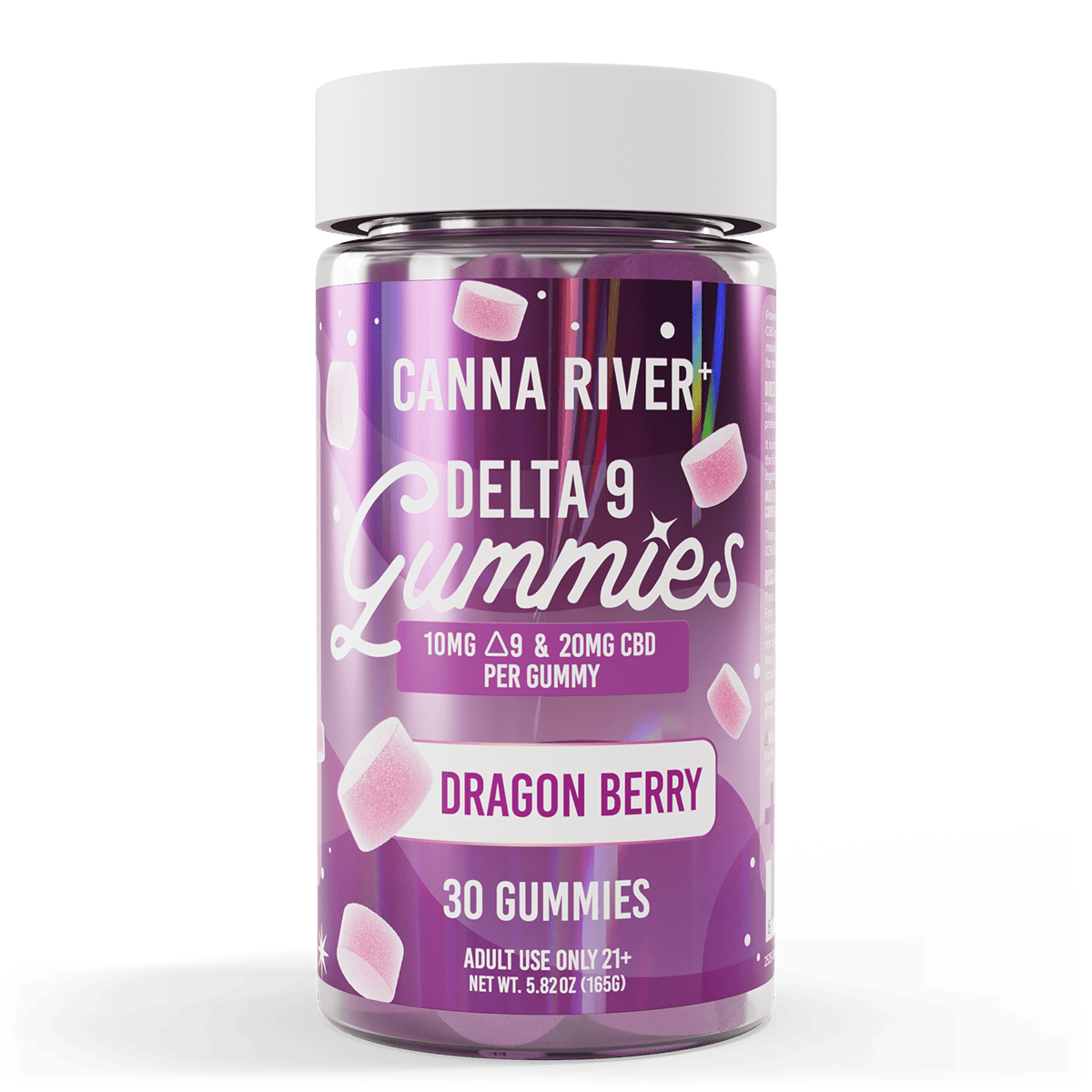 D9 Gummies Gummy Canna River Full Spectrum (Contains THC) Dragon Berry 10mg D9 THC + 20mg CBD / 30 Gummies
