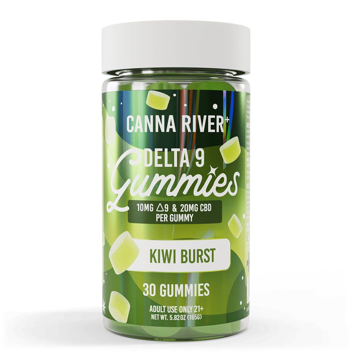 D9 Gummies Gummy Canna River Full Spectrum (Contains THC) Kiwi Burst 10mg D9 THC + 20mg CBD / 30 Gummies